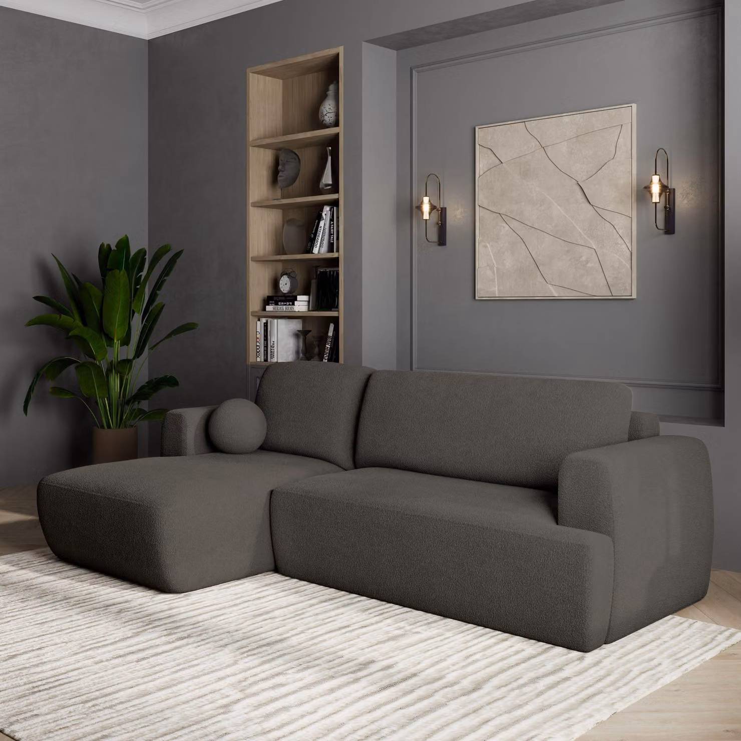 Divano angolare SENTI N L-S di Masseno con funzione letto a L, divano con box letto, divano da soggiorno, divano, divano letto, set di divani - grigio, ORA O MAI PIÙ 92