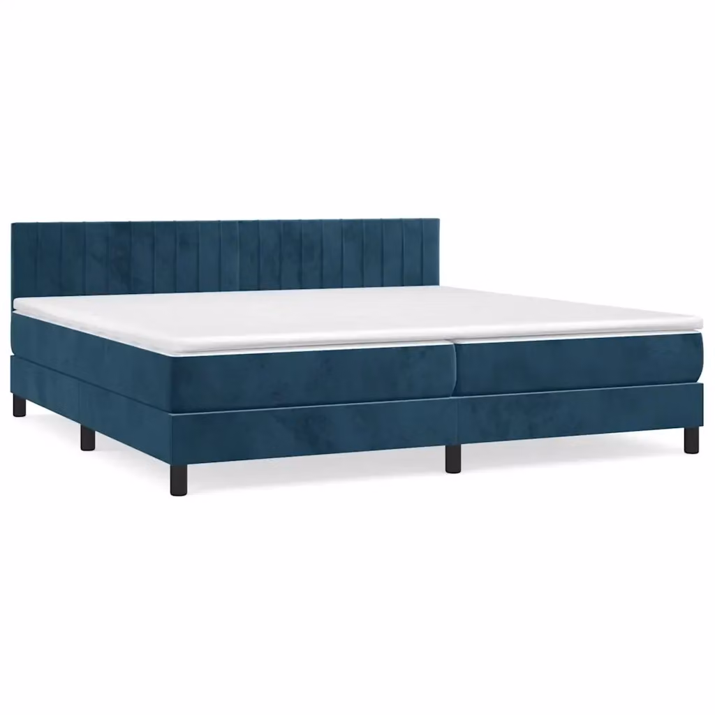 Letto con Giroletto a Molle e Materasso con Tasche Individuali vidaXL in Velluto Blu Scuro L/P/H: 200 x 200 x 203 cm – 2