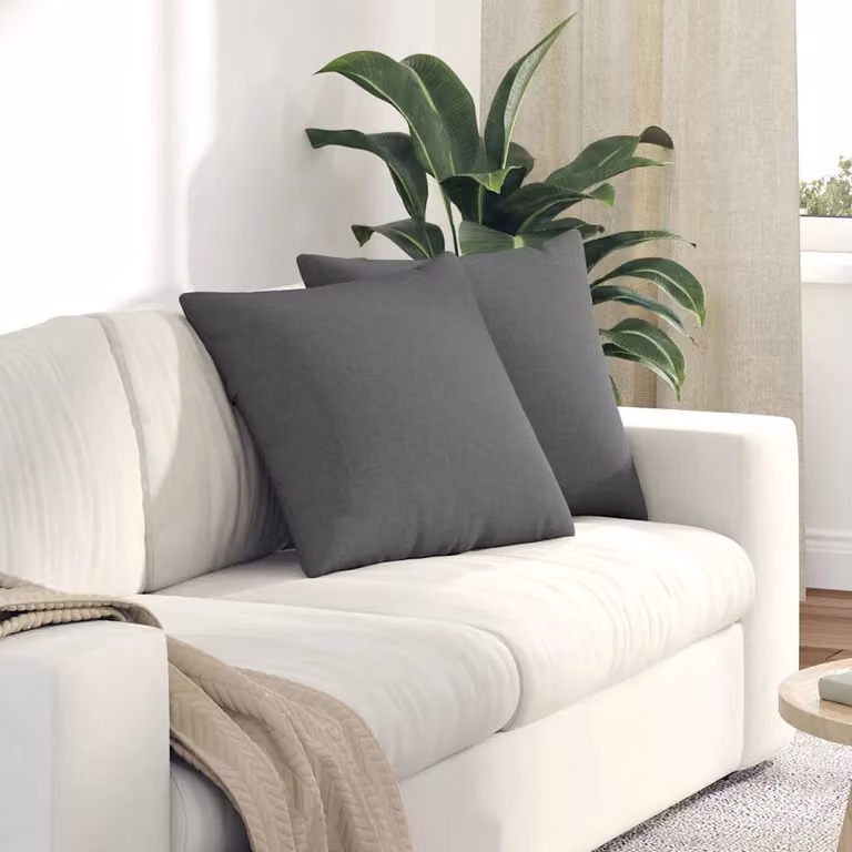 Set di 2 cuscini da divano quadrati vidaXL in tessuto grigio con fodera rimovibile, L 50 cm x P 50 cm x H 50 cm