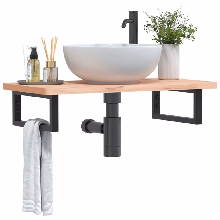 Set di 2 mensole rettangolari da lavabo vidaXL in acciaio nero da appendere a parete