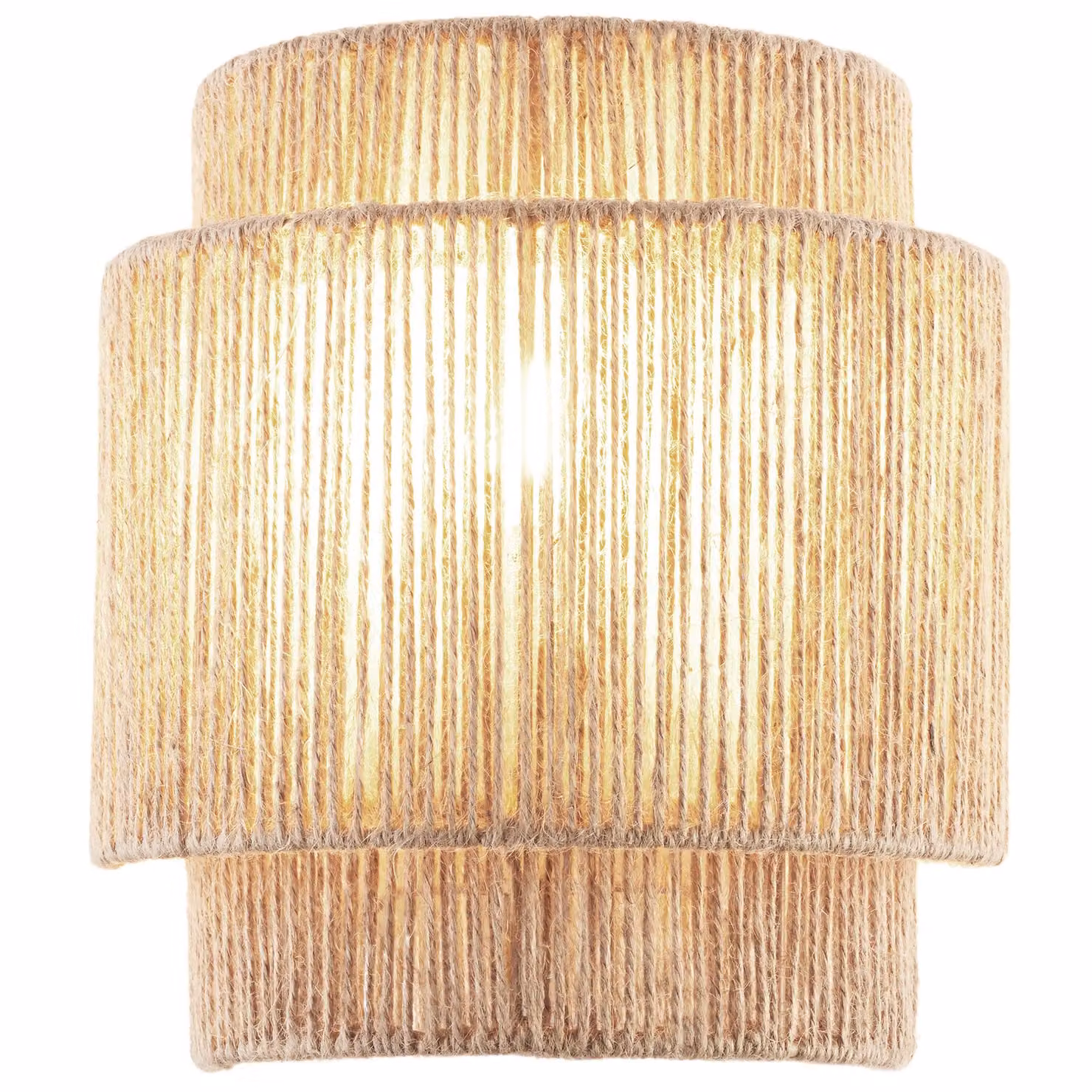 Applique a parete Tectake in stile boho con rattan e juta, colore beige e marrone, con illuminazione up-down e attacco E14 – 2