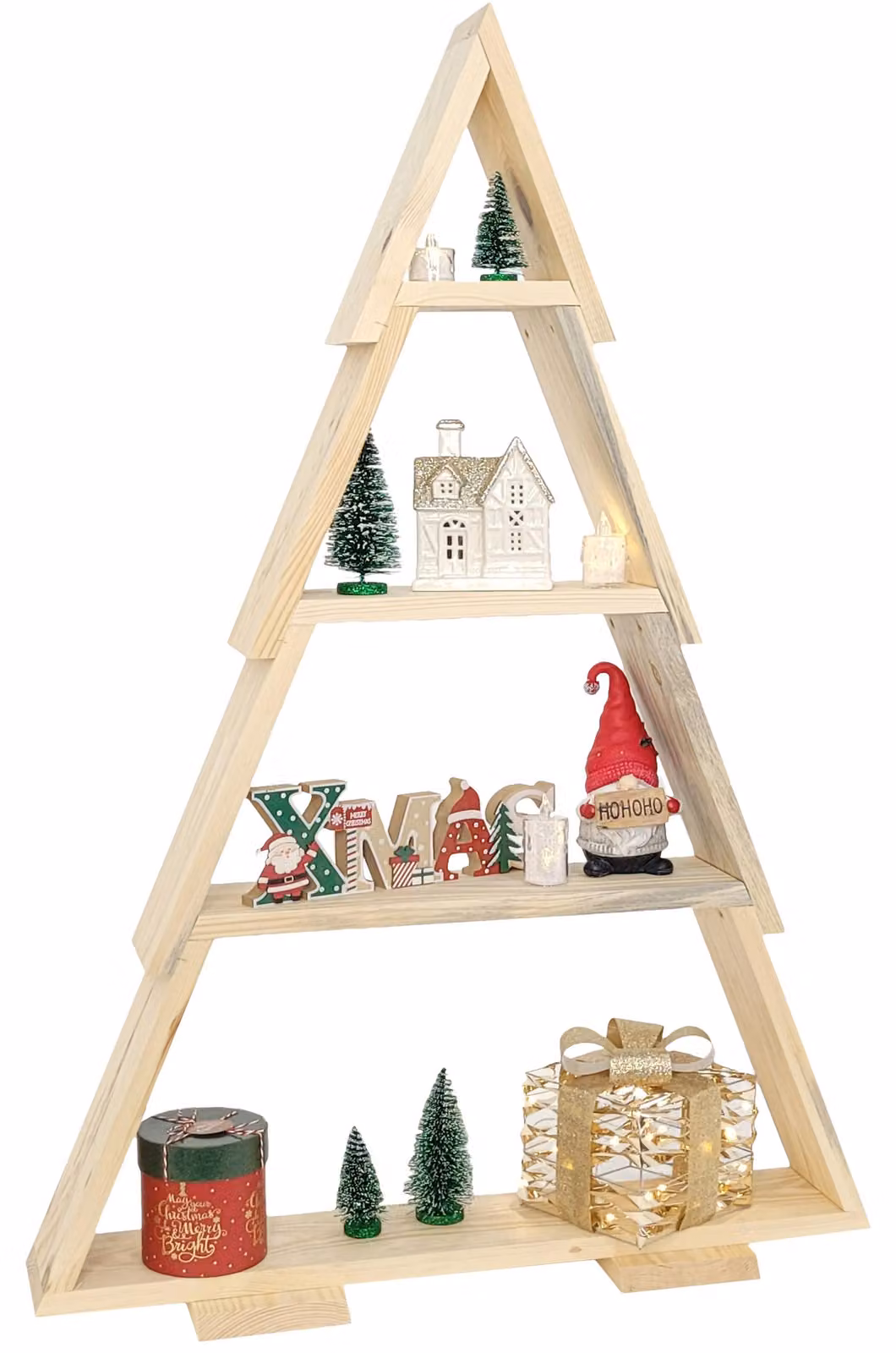 Albero di Natale decorativo in legno con ripiani - personalizzato con i colori desiderati