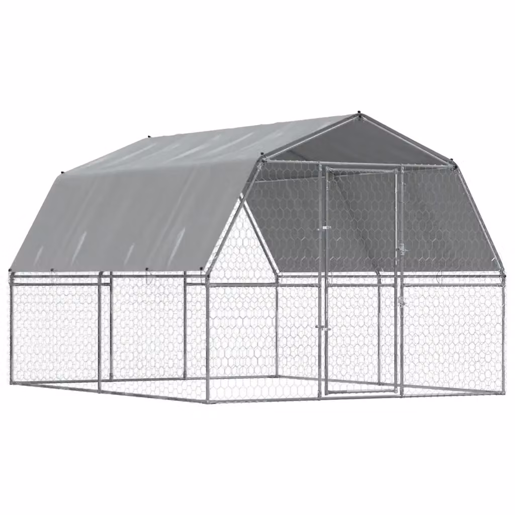 Box per Cani VIDAXL in Acciaio Zincato Argento con Tetto e Anta Resistente alle Intemperie – 2