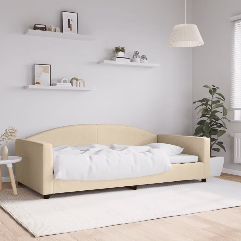 Letto da giorno vidaXL in tessuto beige L/P/H: 200 x 100 x 75 cm