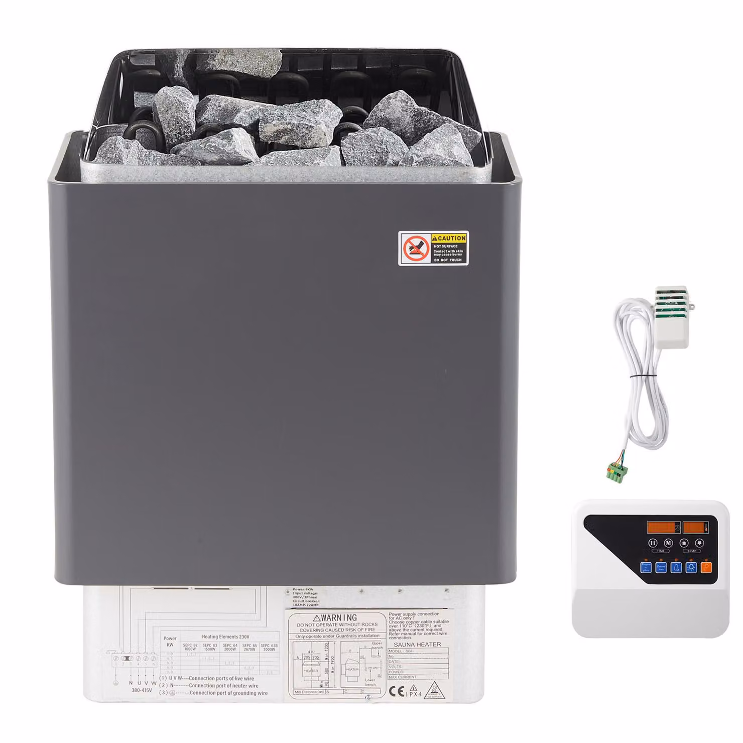 SucceBuy Riscaldatore elettrico per sauna da 9KW con comando esterno, in acciaio inox, per ambienti da 9-13m³