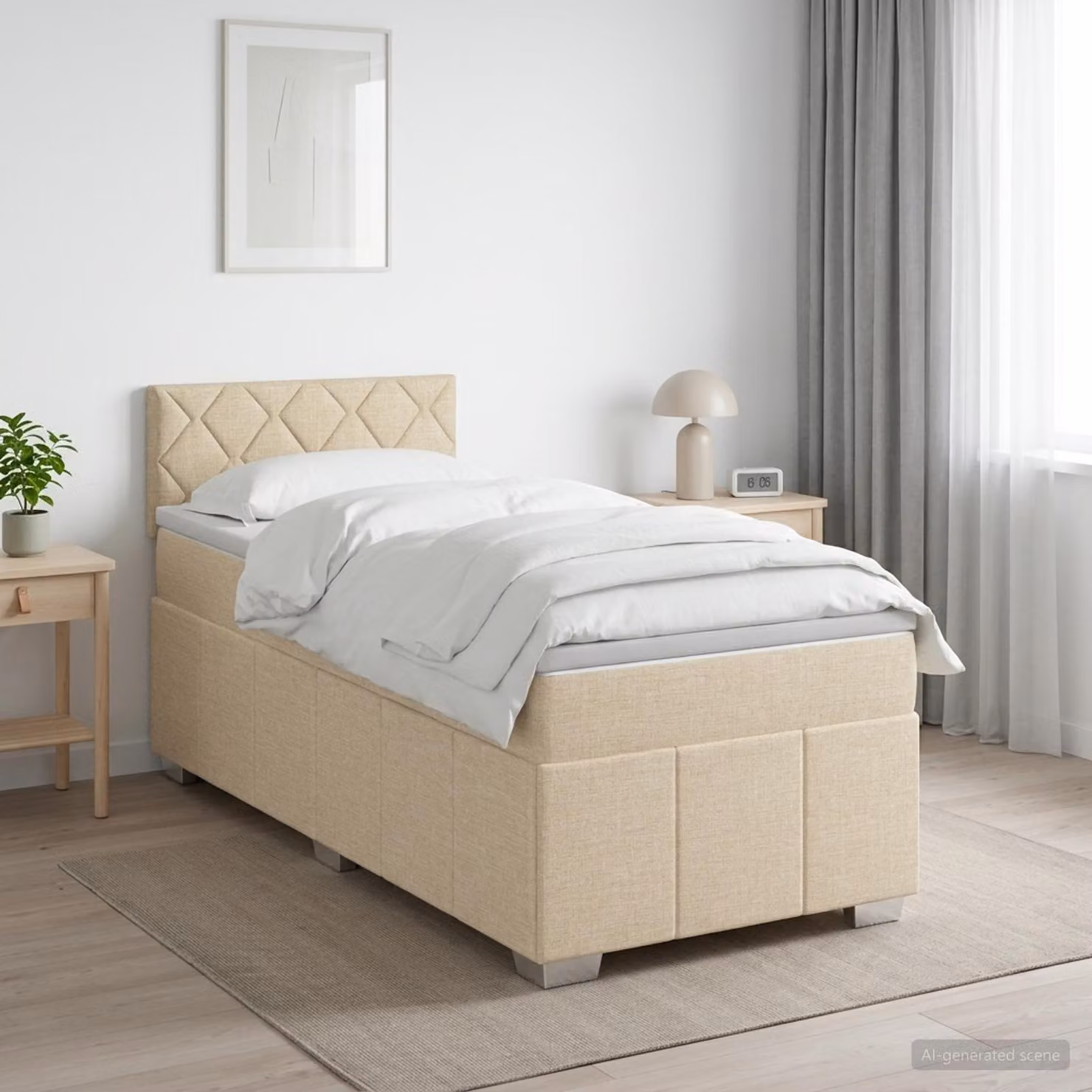 Letto box spring con materasso vidaXL in tessuto beige con molle a sacco L: 200 cm, P: 80 cm, H: 100,5 cm