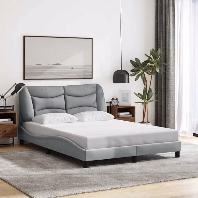 Giroletto senza Materasso-Struttura Letto Hvar Grigio Chiaro 120x200 cm Tessuto