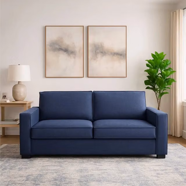Divano a 2 posti Arki TALAMO ITALIA, modello moderno in tessuto blu con coperture rimovibili, L: 180 cm, P: 45 cm, H: 95 cm – 1