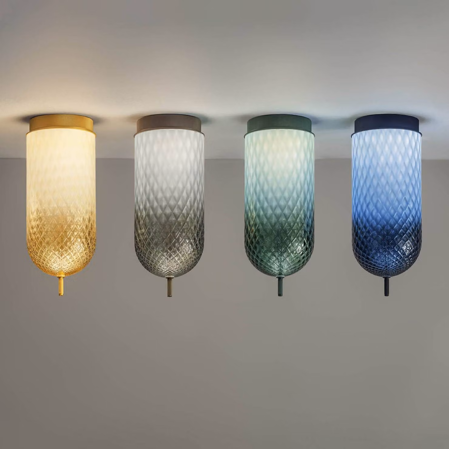 OLEV Plafoniera a LED Curuba, Blu, Soggiorno / Sala da pranzo, Vetro, Design, Plafoniera LED