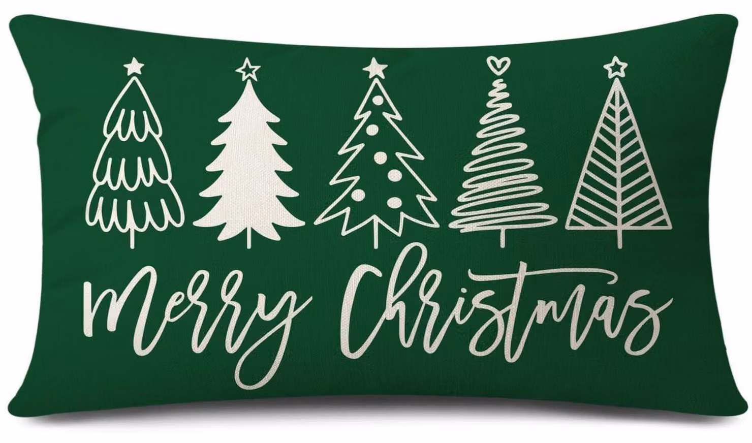 Copertura per cuscino, tema natalizio, 40x60 cm, "Buon Natale", albero di Natale, verde, poliestere-lino, 1 pezzo