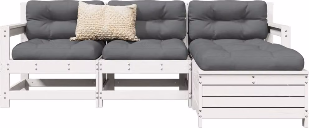 Maison Exclusive - Set Salotto da Giardino 4 pz Bianco in Legno Massello di Pino