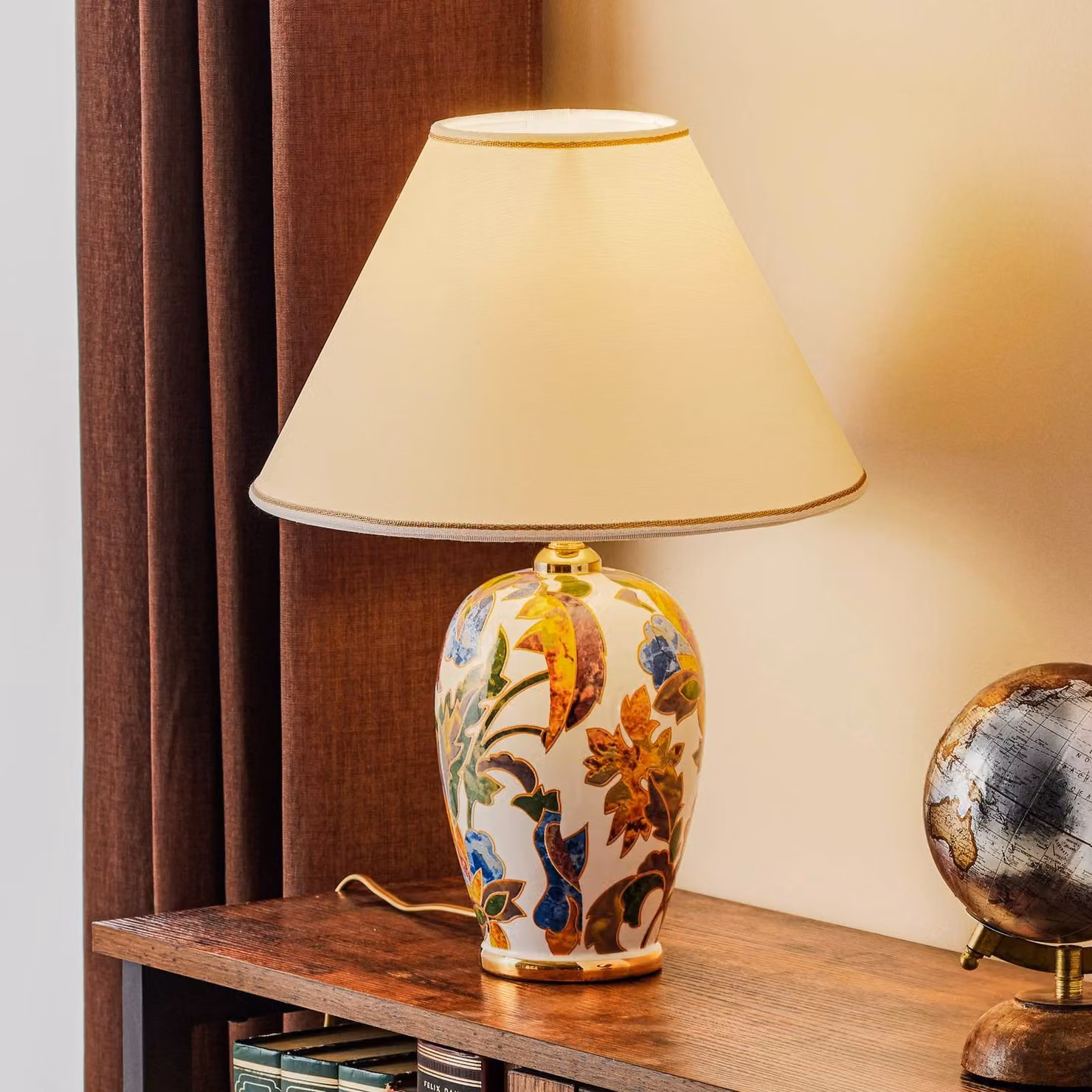 austrolux Lampada da tavolo Damasco, Multicolore, Soggiorno / Sala da pranzo, Ceramica, Lampada da tavolo