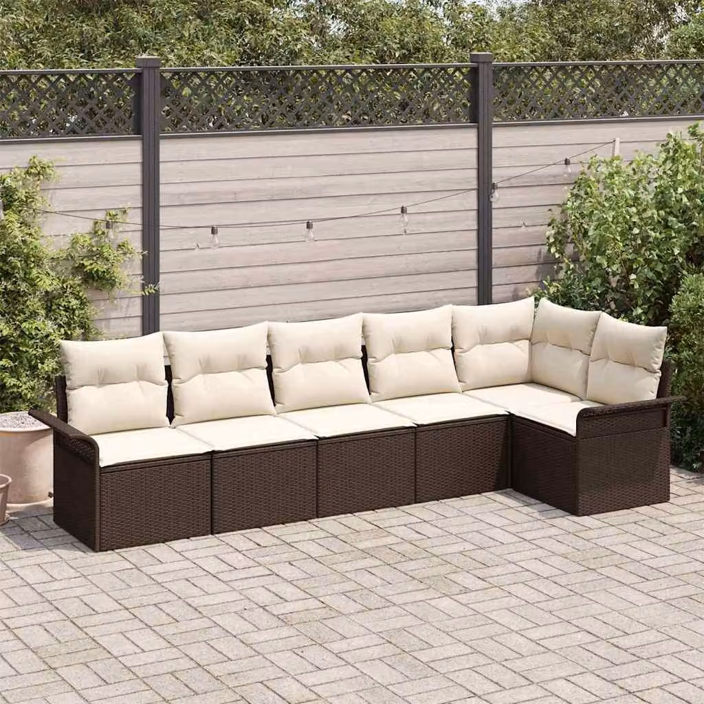 Maison Exclusive - Set Divano da Giardino con cuscino 6 pcs Marrone Poly Rattan