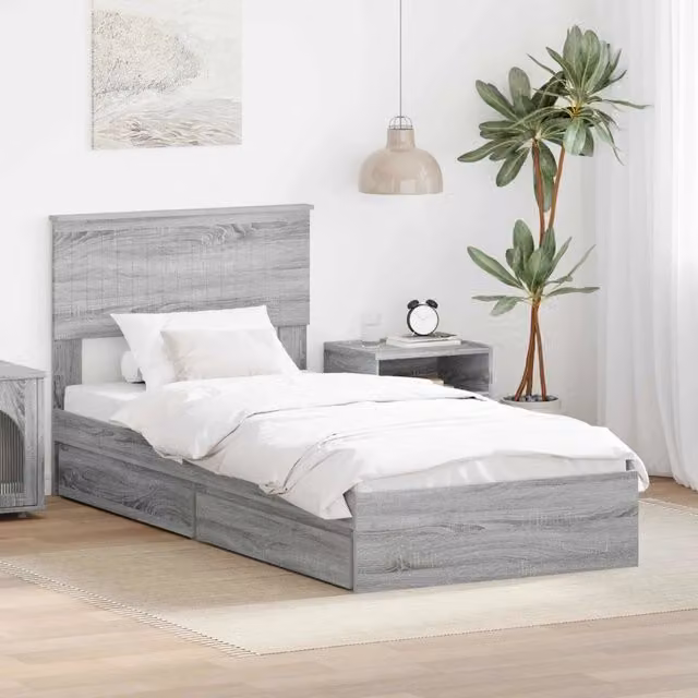 Letto con Contenitore con cassetto Grigio Sonoma 90 x 200 cm 3410838