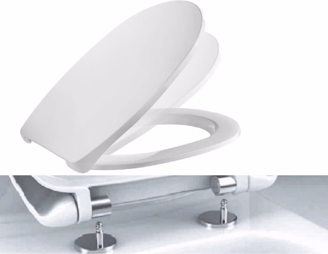 Copertura per WC Ramm, compatibile con i modelli Roca Mitos, colore bianco, sistema di chiusura ammortizzata (Softclose)