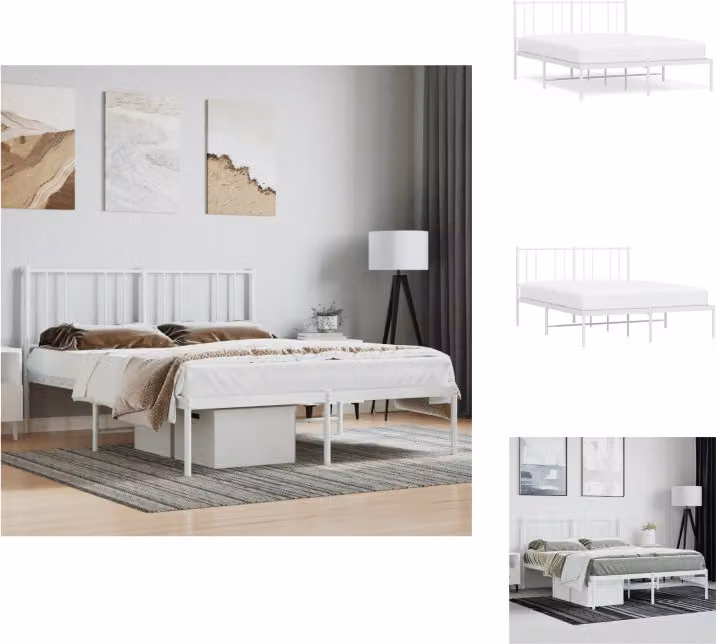 vidaXL Giroletto con testata in metallo bianco 160x200 cm - Letti & reti