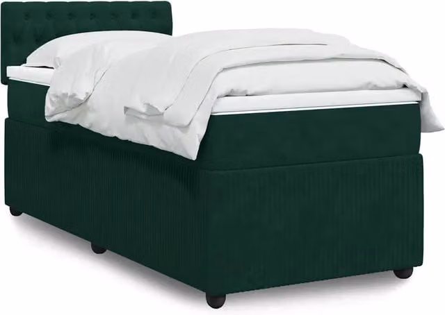 Letto Ibrido vidaXL con Materasso a Molle Insacchettate e Struttura in Velluto Verde L/P/H: 90 x 190 x 50 cm