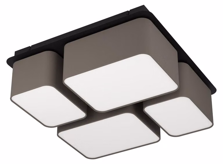 Eglo 900524 MORDAZO E27 Plafoniera a 4 vie 510x510mm Nero Marrone Bianco