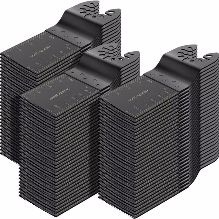 Set di lame per seghetti multifunzione da 100 pezzi, realizzate in HCS, con sistema di fissaggio rapido, adatte per utensili oscillanti
