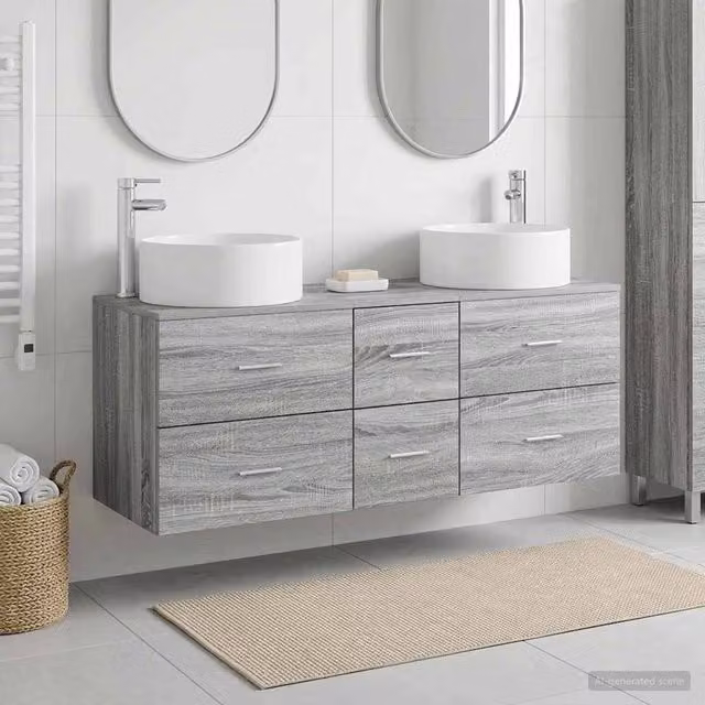 Set di mobili per il bagno 3 pz Sonoma grigio 3405960