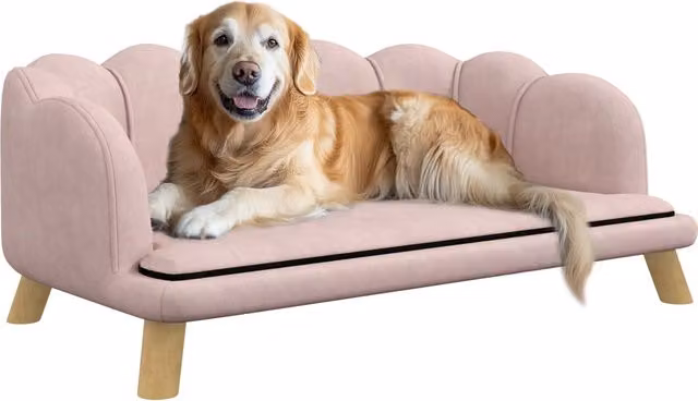 Divano per Animali Domestici - Xylo - Legno Imbottito Rosa per Cani fino 25kg
