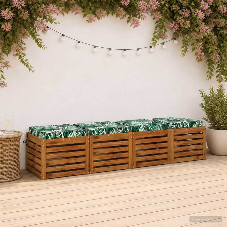 Set di 4 cuscini per sedia quadrati vidaXL in poliestere verde con rivestimento lavabile e resistente ai raggi UV