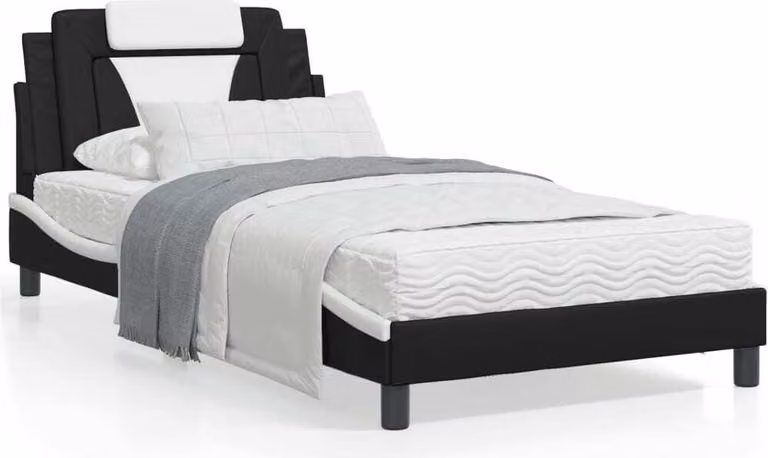 Maison Exclusive - Letto "Viana" con materasso in ecopelle bianco e nero, 100x200 cm