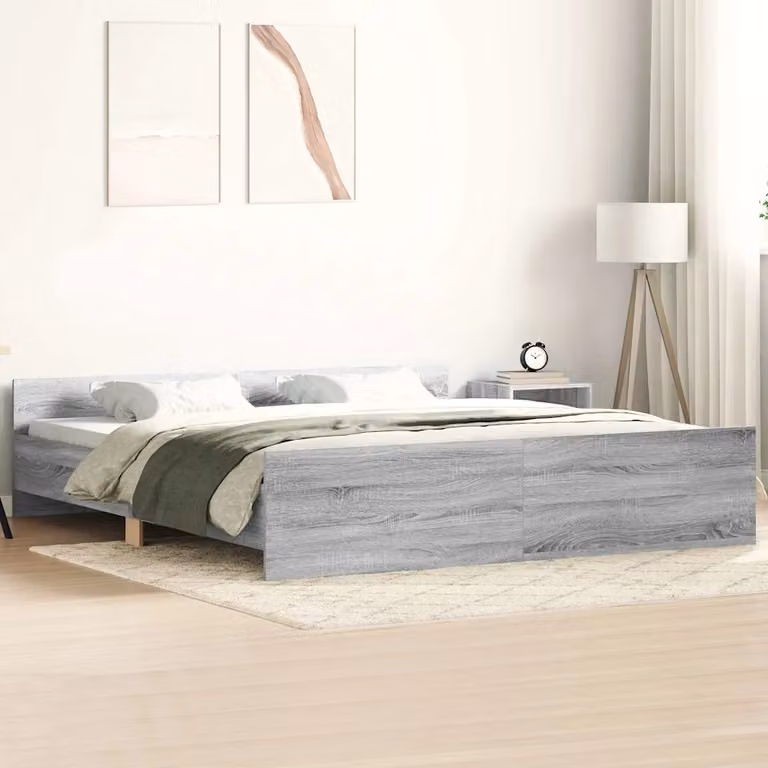 Giroletto con Testiera e Pediera vidaXL in Grigio Sonoma, L/P: 200 x 200 cm
