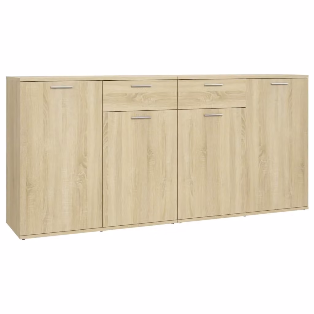 Credenza moderna vidaXL in legno color rovere, beige e marrone, L: 160 cm, P: 36 cm, H: 75 cm – 2