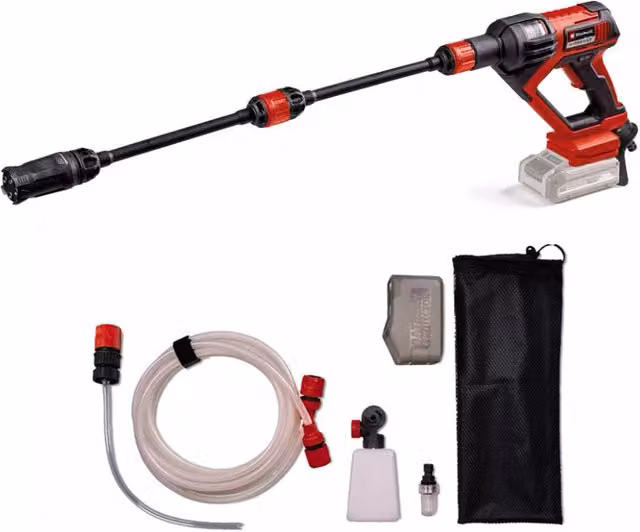 Einhell Power X-Change Idropulitrice Cordless ad Alta Pressione con Motore Brushless 18V 5 bar Nero e Rosso