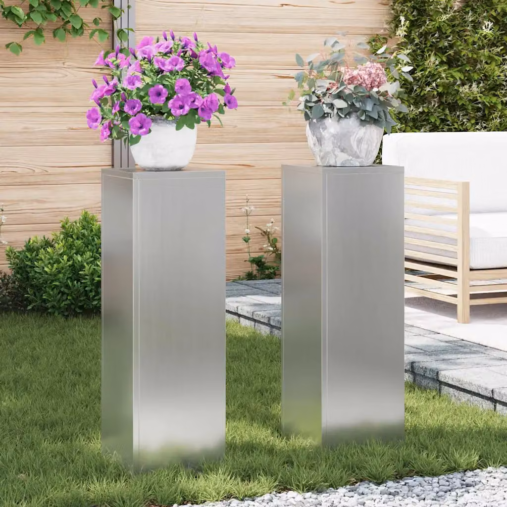 vidaXL Supporto per piante 2 pz Argento 24 x 24 x 75 cm