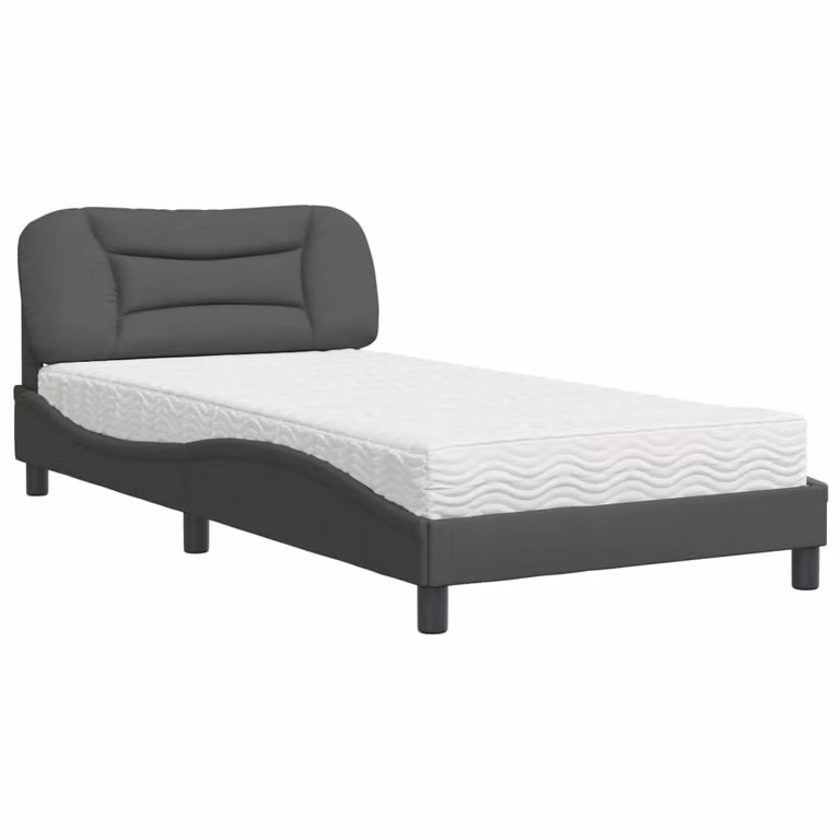 Letto con Materasso Hvar Grigio Scuro 100x200 cm in Tessuto