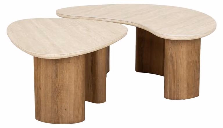 Tavolino FURNLUX Romano Beige e rovere 88 cm (2 pezzi) / Colore principale: beige / Dimensioni: 88 x 36 x 44 cm