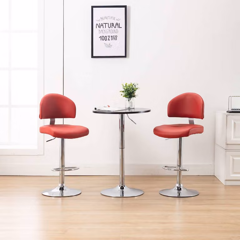 Set di 2 sgabelli da bar vidaXL in similpelle rossa con base girevole a 360 gradi