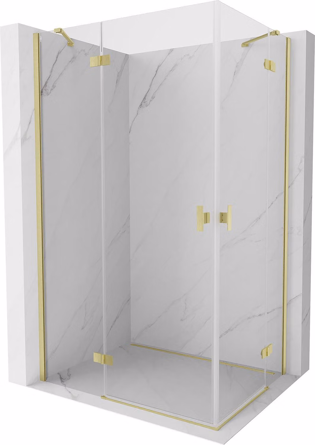 Mexen Mist-H Duo cabina doccia battente sinistra 100 x 75 cm, trasparente, oro spazzolato - 8A5-100L-075P-55-00