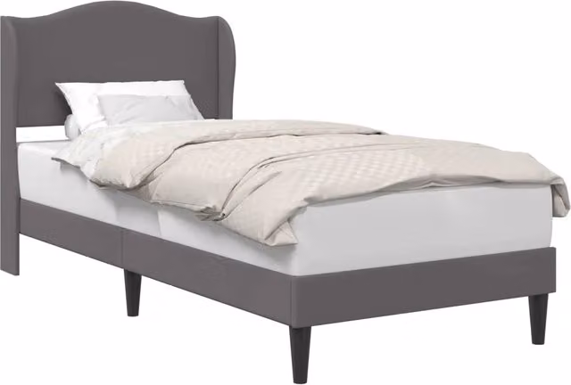 Letto singolo moderno con testiera in similpelle grigia e nera, L/P/H: 100 x 200 x 104 cm
