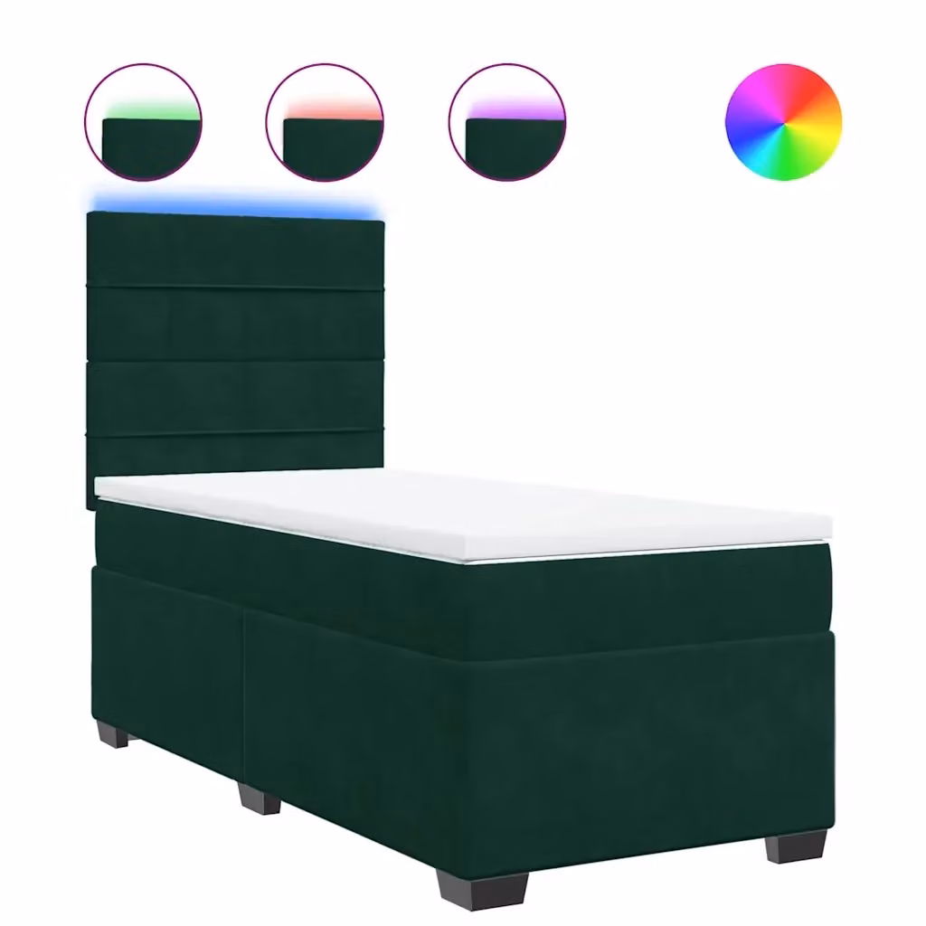 Letto Ibrido vidaXL con Struttura in Velluto Verde Scuro e Bianco L/P: 100 x 200 cm – 2