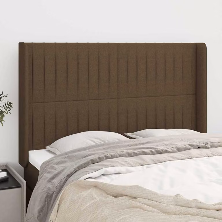 Testiera ad orecchio vidaXL in tessuto marrone scuro L: 147 cm, P: 16 cm, H: 118/128 cm