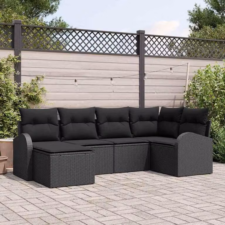 Maison Exclusive - Set Divano da Giardino 6 pcs Nero polyrattan