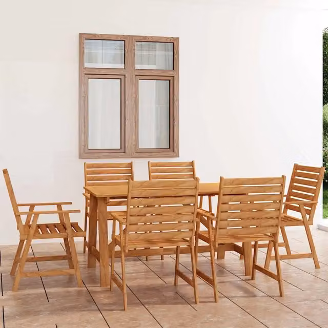 vidaXL Set da Pranzo da Giardino 7 pz in Legno di Acacia Marrone – 1