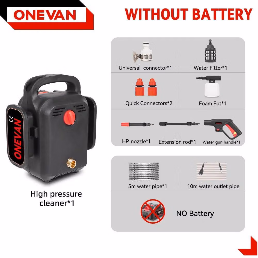 Idropulitrice portatile - 2 in 1 elettrica - 3500 W - 120 bar - Per batteria da 18 V - Senza batteria - Braun