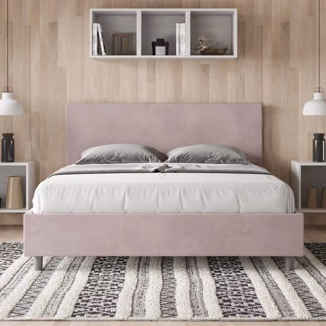 Letto Matrimoniale alla Francese Adele Ityhome Imbottito in Microfibra Colore Glicine L/P/H: 165 x 222 x 106 cm