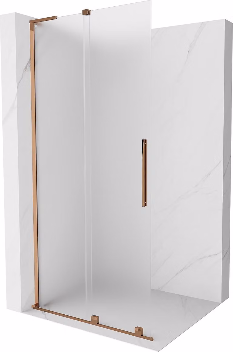 Mexen Velar L parete doccia scorrevole Walk-in 110 x 200 cm, brina 8 mm, oro rosa - 871-110-003-33-60