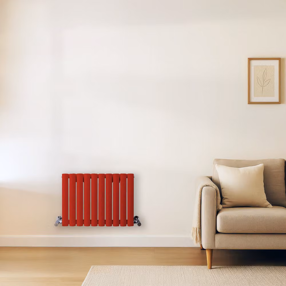 Radiatore di Design Orizzontale  Rosso (Siamese Rosso) -  400mm x 590mm  - Pannello Doppio  - Revive