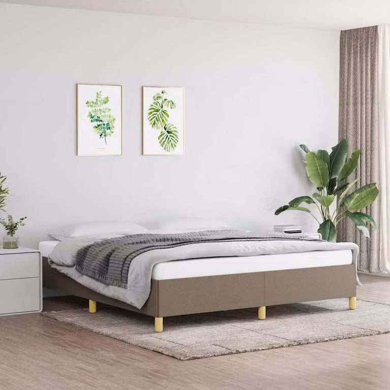 vidaXL Giroletto imbottito in tessuto beige con doghe in legno L/P: 160 x 200 cm