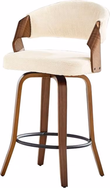 Set di 2 sgabelli da bar con schienale in legno e rivestimento in lino, altezza 95 cm