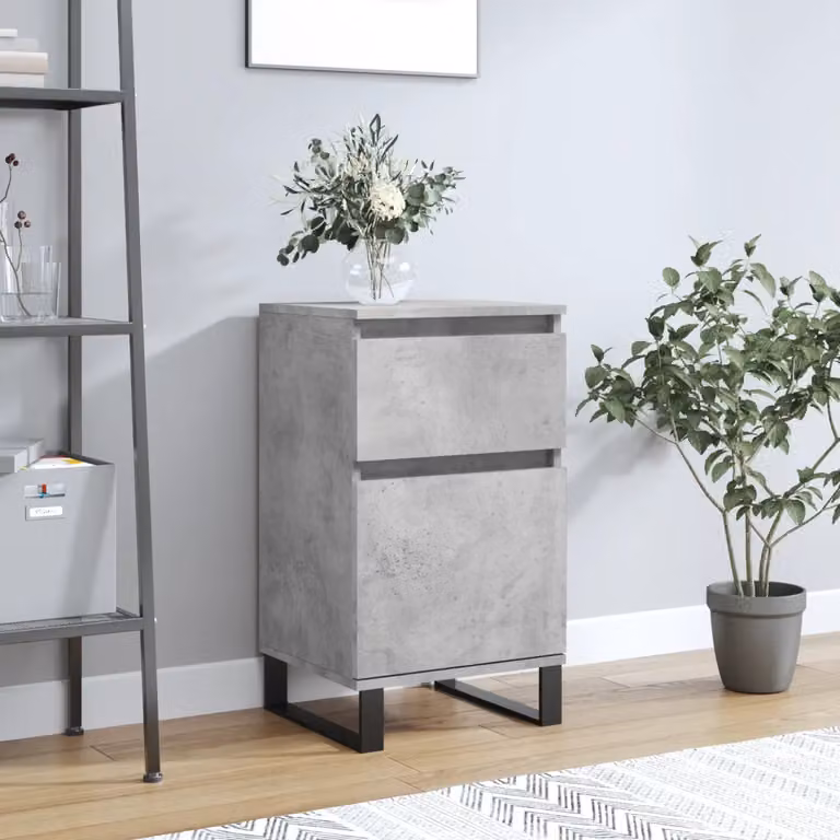 Credenza moderna vidaXL in legno e metallo, colore grigio, L 40 cm x P 35 cm x H 70 cm