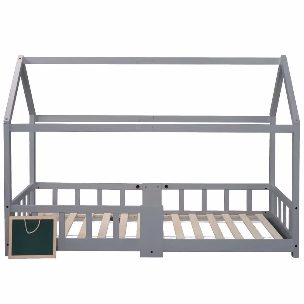 Letto per bambini Minimal in legno di pino grigio con protezione anti-caduta L/P/H: 207 x 90 x 120 cm – 2