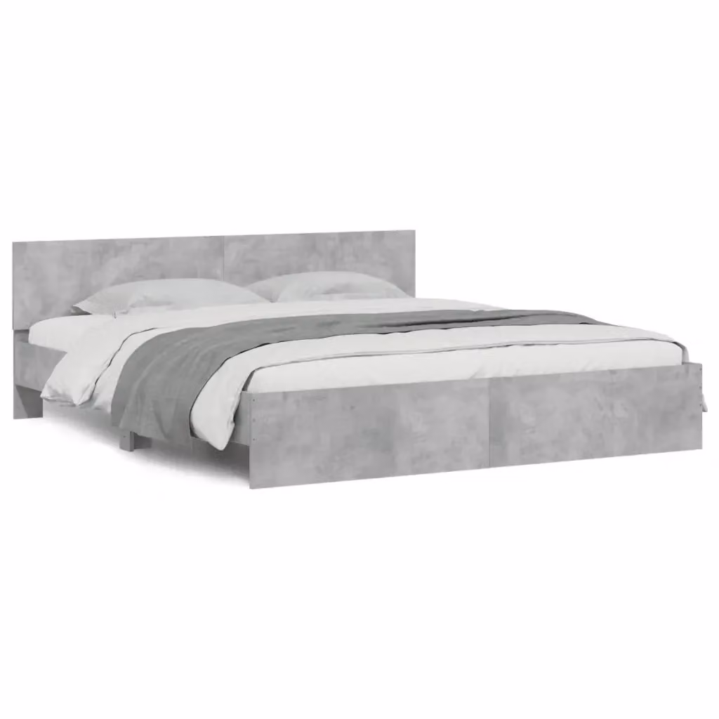 Giroletto con Testiera vidaXL in Tessuto Grigio L: 160 cm, P: 200 cm, H: 103 cm – 2