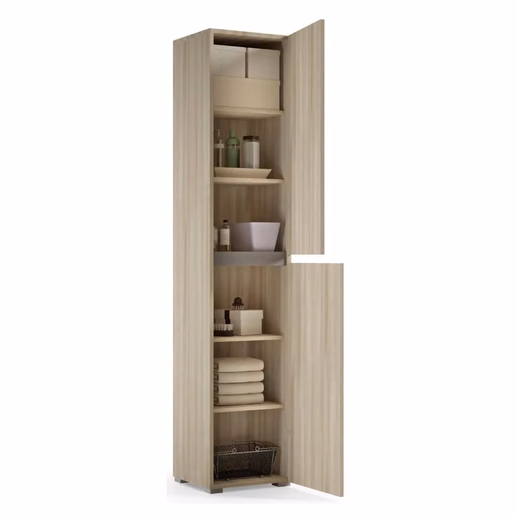 Armadio multiuso Daisuke DMORA con 2 ante e ripiani regolabili, colore beige, L: 45 cm, P: 37 cm, H: 195 cm – 2